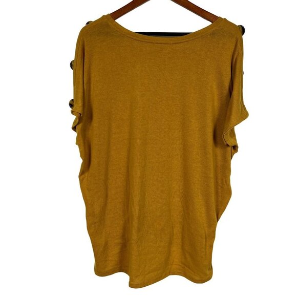 89th and Madison Mustard Short Sleeve Blouse Size Large - Picture 2 of 5